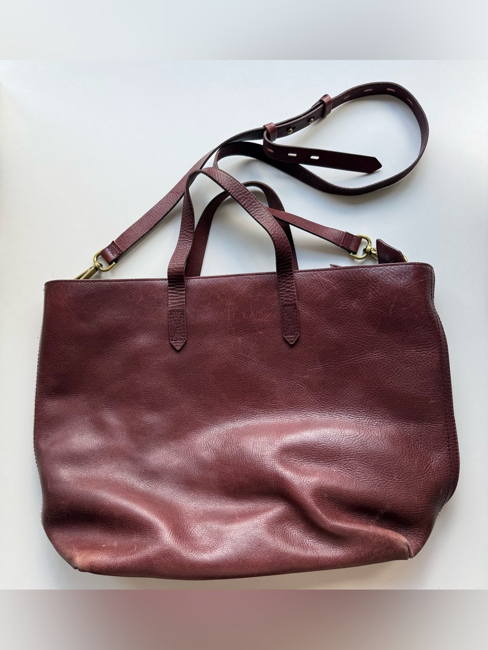 Madewell Leather Tote Bag in Deep Burgundy